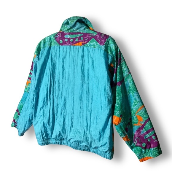 Sergio Tacchini Vintage Windbreaker Sz 10 Womens Italian Blue 80's Retro Jacket - Picture 9 of 10